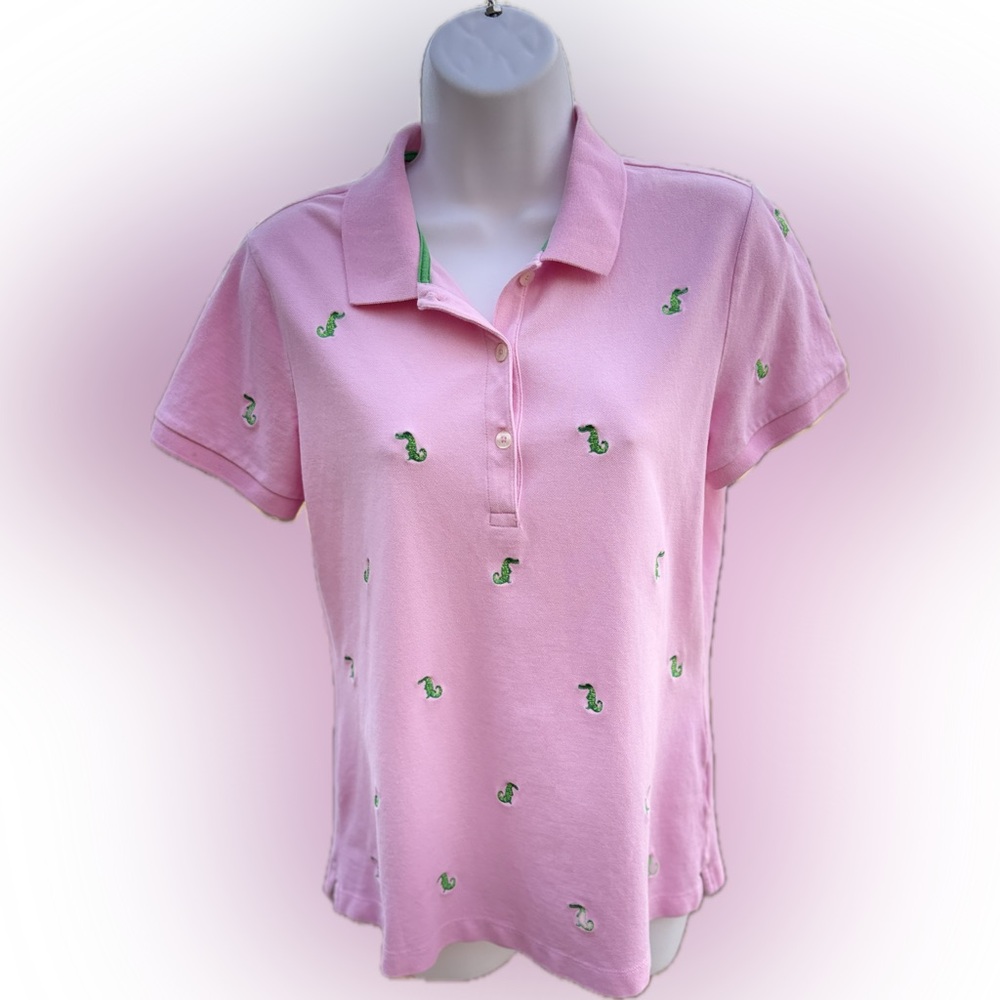 Lilly Pulitzer Chic Fit Pink Polo Shirt with Gators